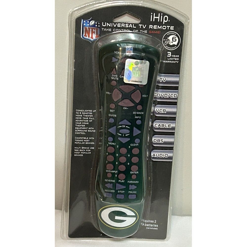 IHIP GREEN BAY PACKERS UNIVERSAL TV REMOTE OFFICIALLY LICENSED NFL‎